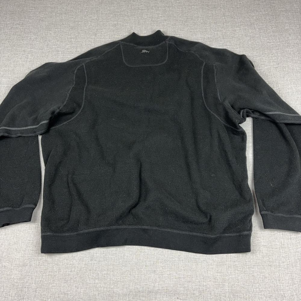 Tommy Bahama Sweater Mens XL Black 1/4 Zip Mock Neck Fleece Pullover Marlin - Picture 8 of 10